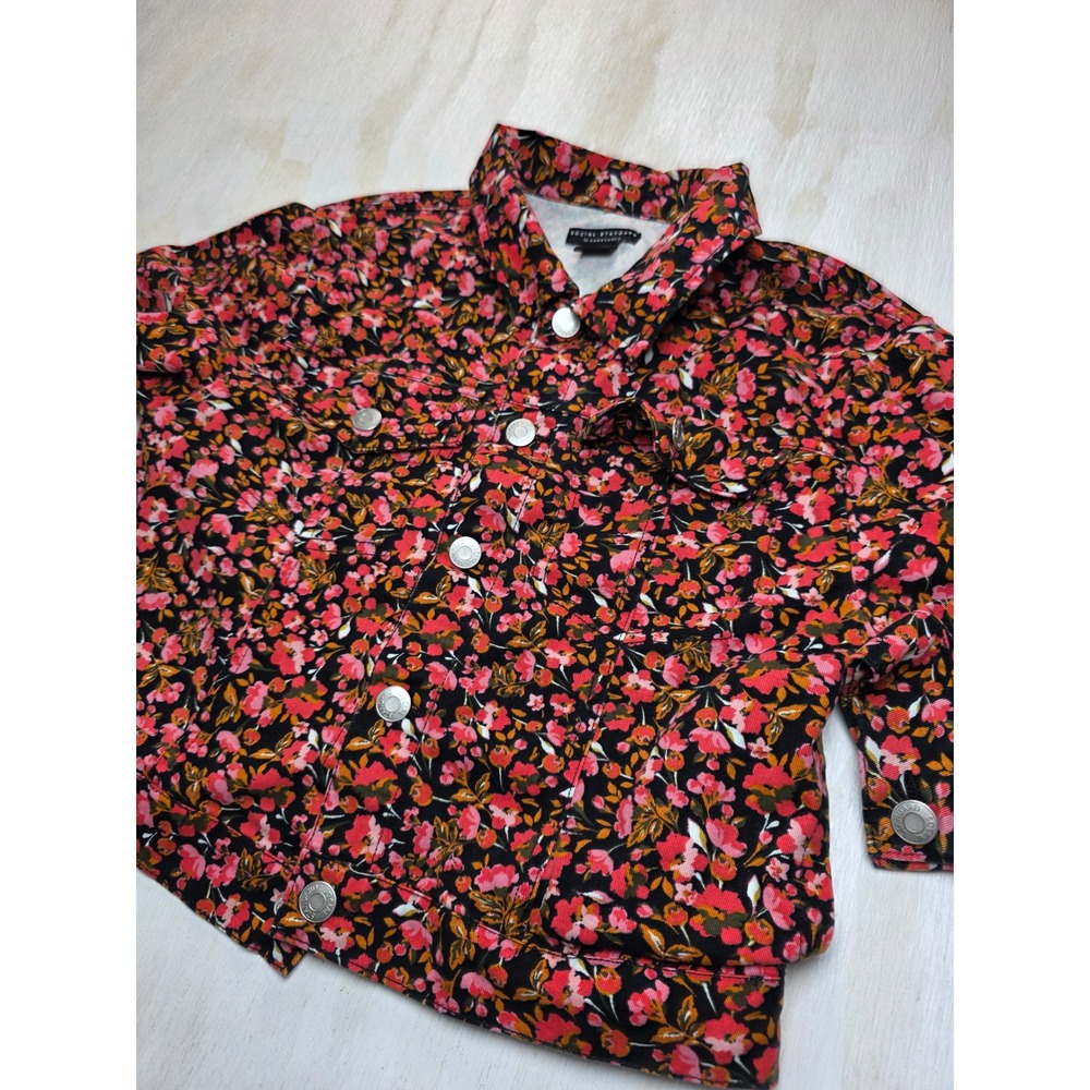Social Standard Sanctuary Kids Floral Trucker Jacket XL 14-16 Pink Boho FG00688Z